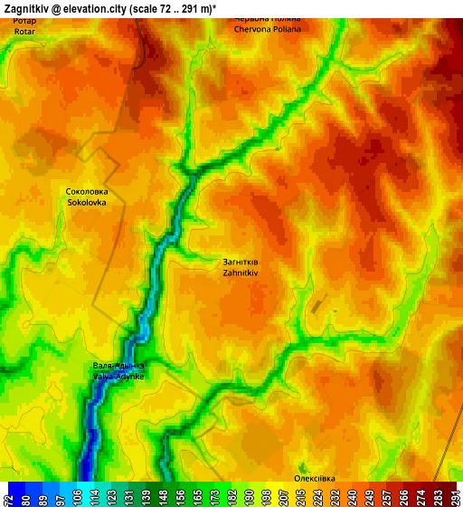 Zoom OUT 2x Zagnitkiv, Ukraine elevation map