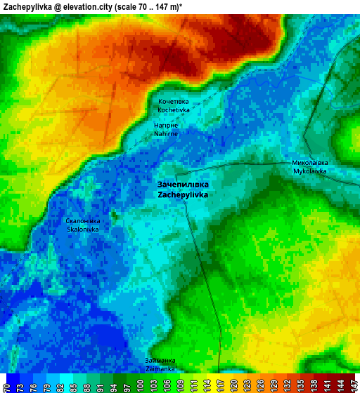 Zoom OUT 2x Zachepylivka, Ukraine elevation map