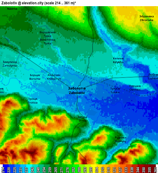 Zoom OUT 2x Zabolotiv, Ukraine elevation map