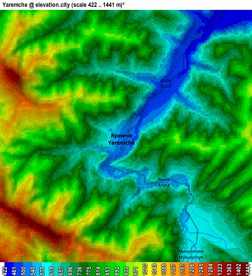 Zoom OUT 2x Yaremche, Ukraine elevation map