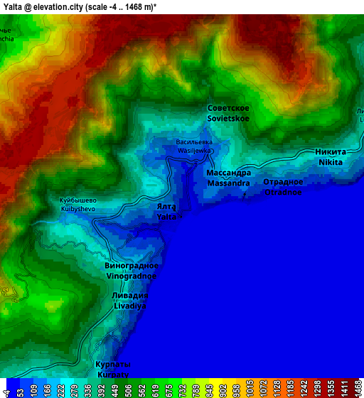 Zoom OUT 2x Yalta, Ukraine elevation map