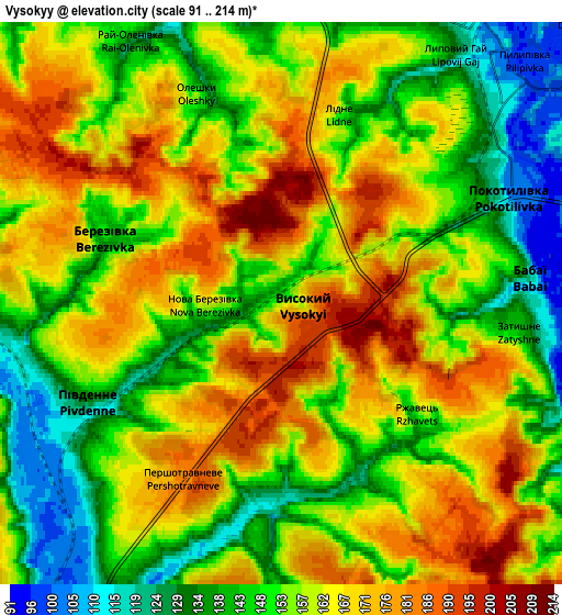 Zoom OUT 2x Vysokyy, Ukraine elevation map