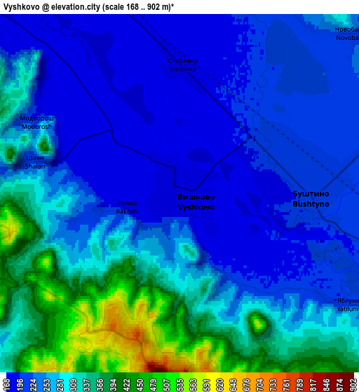 Zoom OUT 2x Vyshkovo, Ukraine elevation map