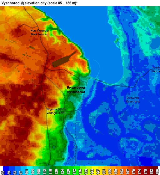 Zoom OUT 2x Vyshhorod, Ukraine elevation map