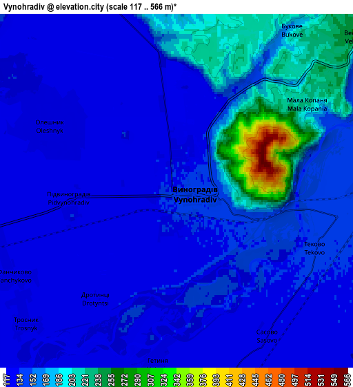 Zoom OUT 2x Vynohradiv, Ukraine elevation map