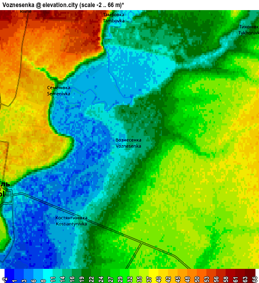 Zoom OUT 2x Voznesenka, Ukraine elevation map