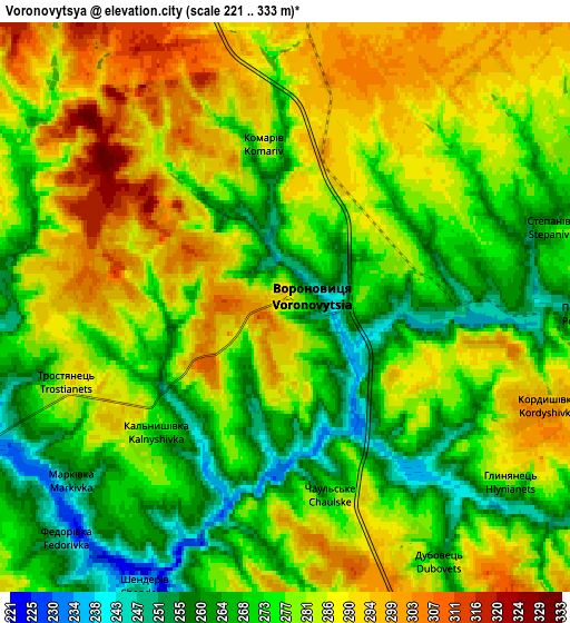 Zoom OUT 2x Voronovytsya, Ukraine elevation map