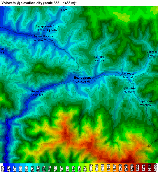 Zoom OUT 2x Volovets, Ukraine elevation map