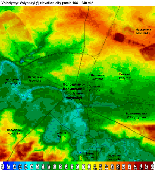 Zoom OUT 2x Volodymyr-Volynskyi, Ukraine elevation map