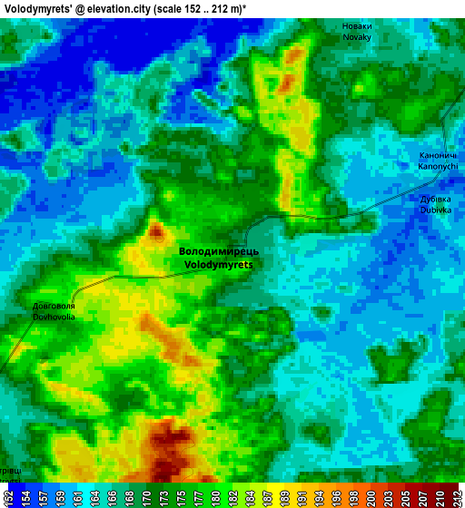 Zoom OUT 2x Volodymyrets’, Ukraine elevation map