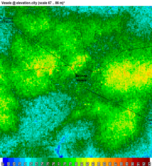 Zoom OUT 2x Vesele, Ukraine elevation map