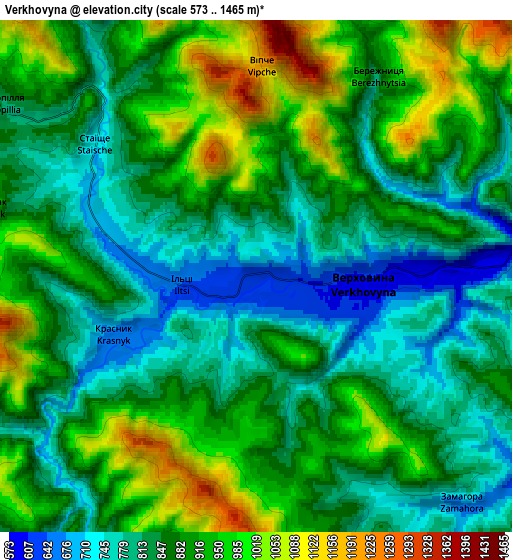 Zoom OUT 2x Verkhovyna, Ukraine elevation map