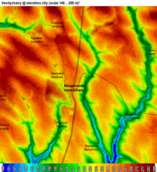 Zoom OUT 2x Vendychany, Ukraine elevation map