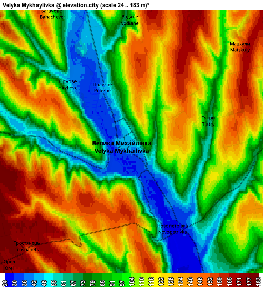 Zoom OUT 2x Velyka Mykhaylivka, Ukraine elevation map