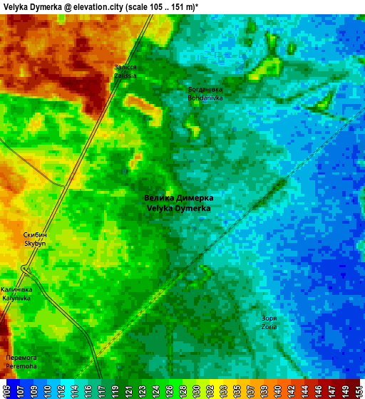 Zoom OUT 2x Velyka Dymerka, Ukraine elevation map