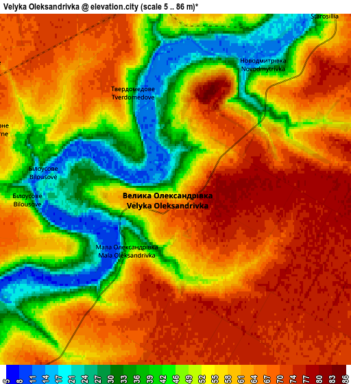 Zoom OUT 2x Velyka Oleksandrivka, Ukraine elevation map