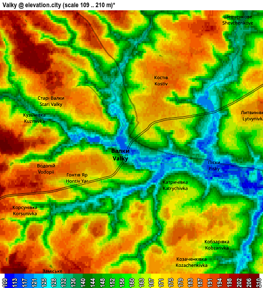 Zoom OUT 2x Valky, Ukraine elevation map