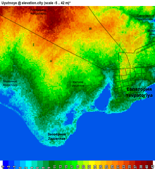 Zoom OUT 2x Uyutnoye, Ukraine elevation map