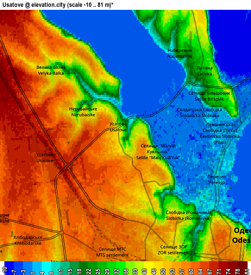 Zoom OUT 2x Usatove, Ukraine elevation map