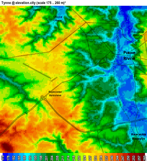 Zoom OUT 2x Tynne, Ukraine elevation map