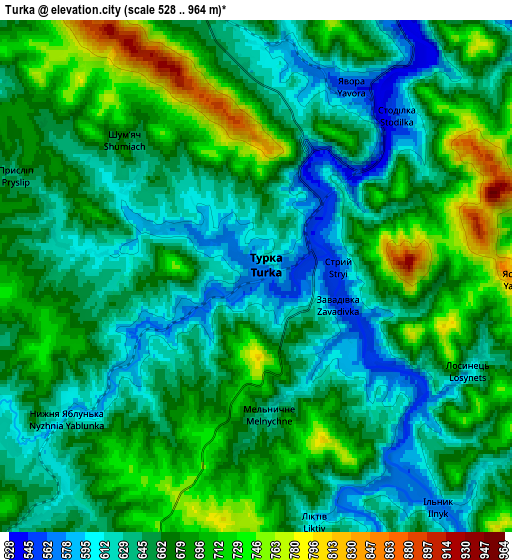 Zoom OUT 2x Turka, Ukraine elevation map