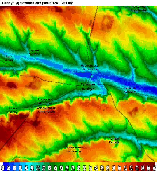 Zoom OUT 2x Tulchyn, Ukraine elevation map