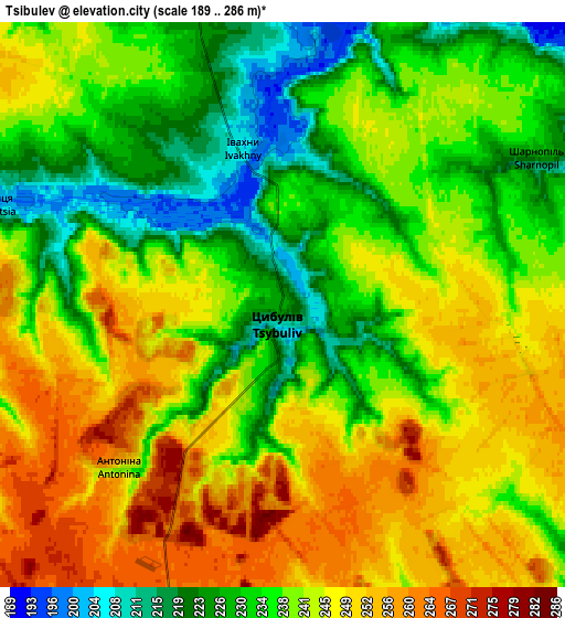 Zoom OUT 2x Tsibulev, Ukraine elevation map