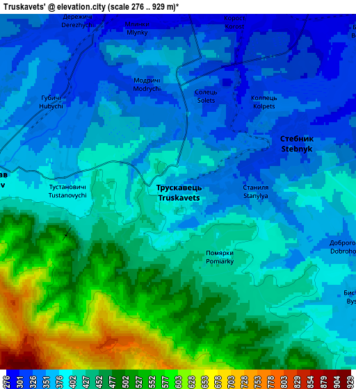 Zoom OUT 2x Truskavets’, Ukraine elevation map