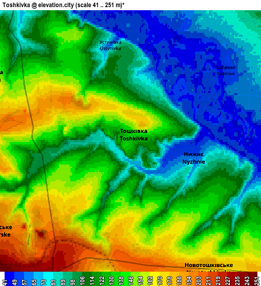 Zoom OUT 2x Toshkivka, Ukraine elevation map