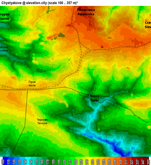 Zoom OUT 2x Chystyakove, Ukraine elevation map