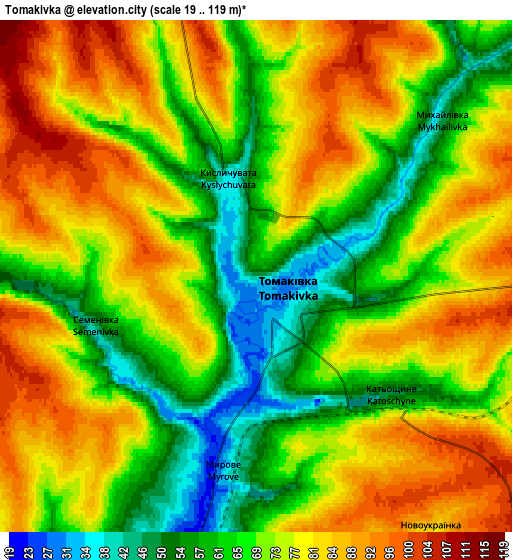 Zoom OUT 2x Tomakivka, Ukraine elevation map