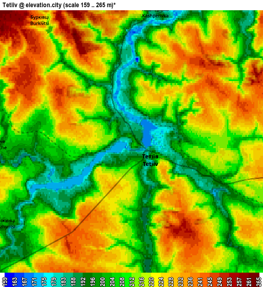 Zoom OUT 2x Tetiiv, Ukraine elevation map