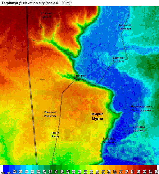 Zoom OUT 2x Terpinnya, Ukraine elevation map