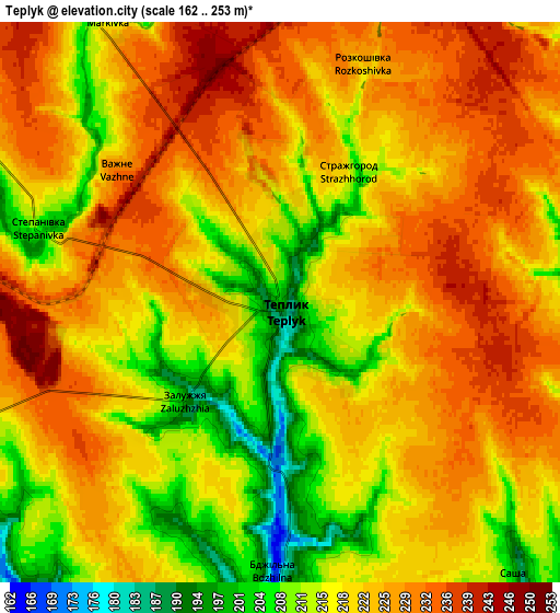 Zoom OUT 2x Teplyk, Ukraine elevation map