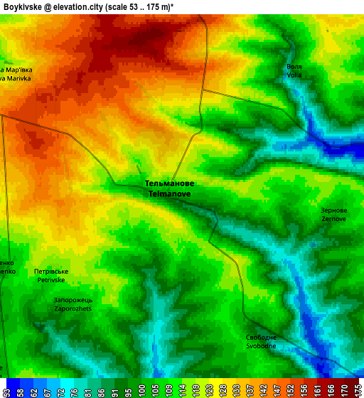 Zoom OUT 2x Boykivske, Ukraine elevation map