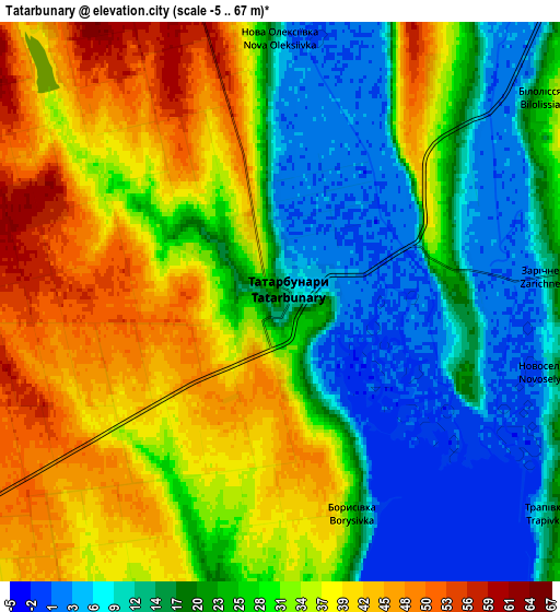 Zoom OUT 2x Tatarbunary, Ukraine elevation map