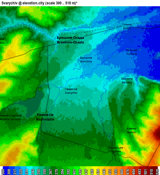 Zoom OUT 2x Svarychiv, Ukraine elevation map