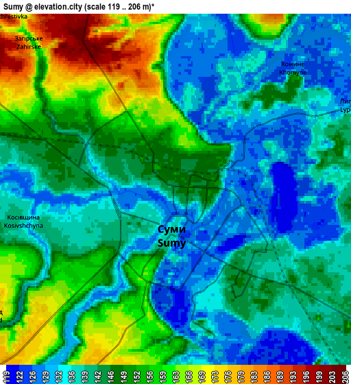Zoom OUT 2x Sumy, Ukraine elevation map