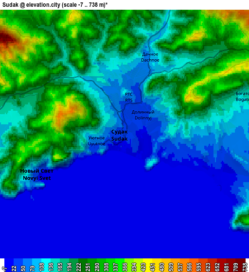 Zoom OUT 2x Sudak, Ukraine elevation map