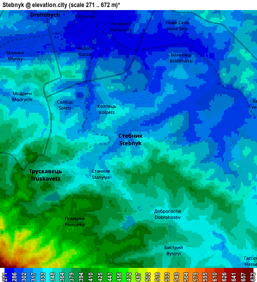 Zoom OUT 2x Stebnyk, Ukraine elevation map