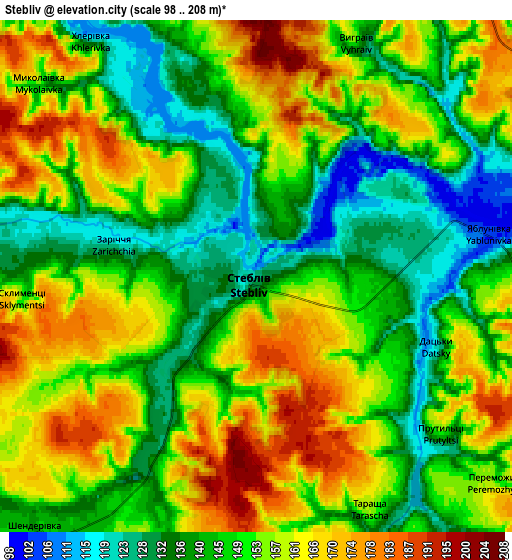 Zoom OUT 2x Stebliv, Ukraine elevation map