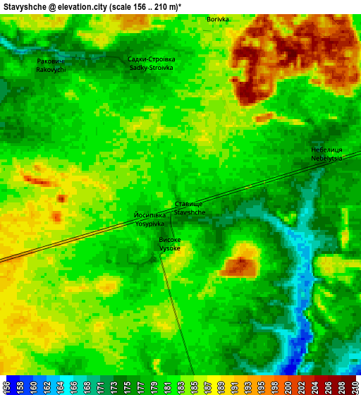 Zoom OUT 2x Stavyshche, Ukraine elevation map