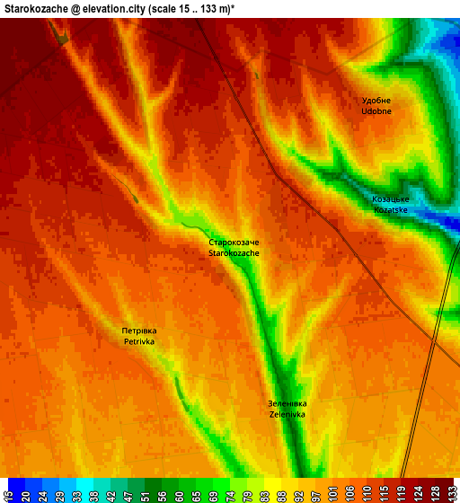 Zoom OUT 2x Starokozache, Ukraine elevation map