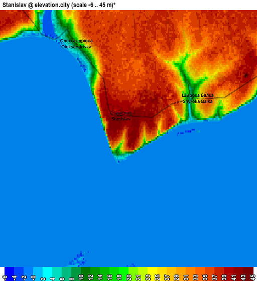 Zoom OUT 2x Stanislav, Ukraine elevation map