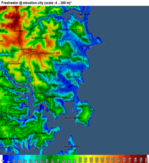 Zoom OUT 2x Freshwater, Australia elevation map