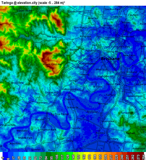 Zoom OUT 2x Taringa, Australia elevation map