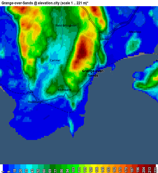 Zoom OUT 2x Grange-over-Sands, United Kingdom elevation map