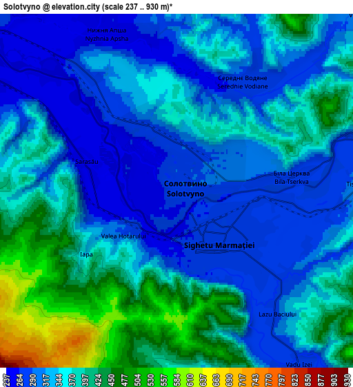 Zoom OUT 2x Solotvyno, Ukraine elevation map