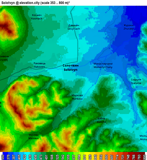 Zoom OUT 2x Solotvyn, Ukraine elevation map