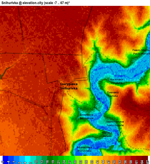 Zoom OUT 2x Snihurivka, Ukraine elevation map